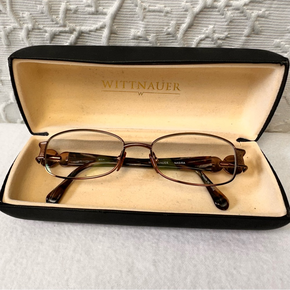 Wittnauer Nasira Eyeglasses Frame Womens 52-16-135 Brown/Marble Case